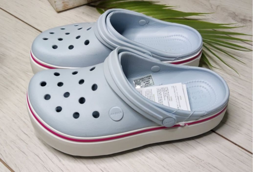 ᐈ Кроксы женские голубые с белой платформой Сабо Crocs Platform ...