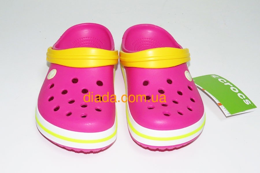 ᐈ 856 Кроксы женские малиновые с желтой шлейкой Сабо Crocs - купить в ...
