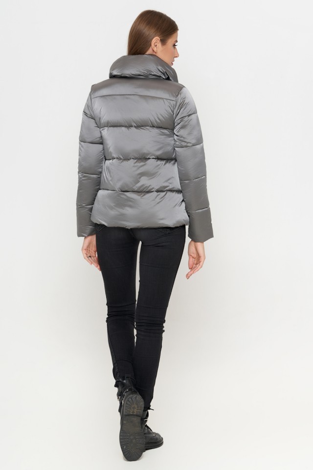 ᐈ Серый пуховик осенне-весенний молодежный женский прямого кроя модель ...