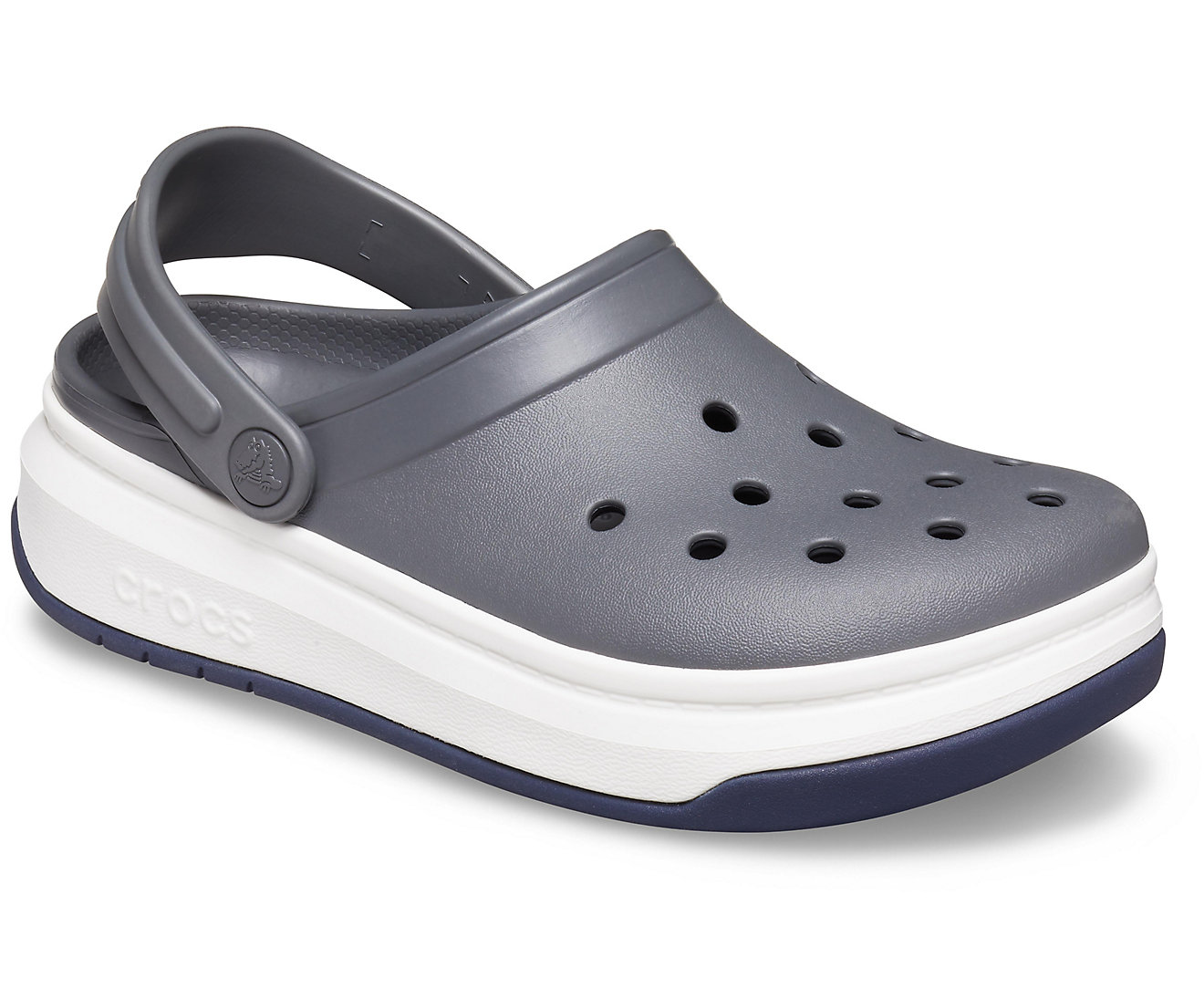 ᐈ Кроксы серые с белым на толстой подошве Crocband™ Full Force Clog ...
