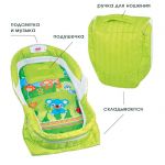 Люлька детская в кровать, с музыкой и подсветкой салатовая, фото 1