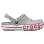 Оригинальные сабо Crocs Bayaband Light Grey/Candy Pink — серые с розовым, вид сбоку