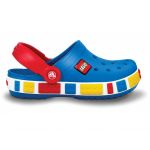 Детские Crocs LEGO бирюзовые с красной шлейкой, вид сбоку
