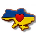 Джибітс з написом Україна та червоним серцем, для Crocs