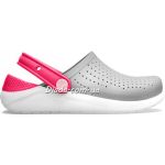 Дитячі сабо Crocs LiteRide сірі з рожевим — зручна бокова посадка