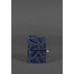 Кожаный кард-кейс 7.0 синий с перьями, фото 1