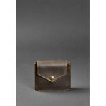 Кожаное портмоне 4.2 на кнопке темно-коричневый Crazy Horse, фото 1