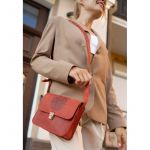 Кожаная женская бохо-сумка Лилу Коралловая, фото 1