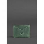 Кожаная визитница 5.0 зеленая Crazy Horse, фото 1