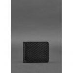 Мужское кожаное портмоне 1.0 зажим для денег черный Карбон, фото 1