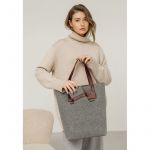 Фетровая женская сумка Шоппер D.D. с кожаными бордовыми вставками, фото 1