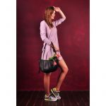 Кожаная женская сумка Круассан черная Crazy Horse, фото 1