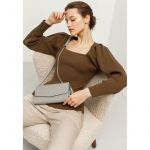 Кожаная женская сумка Элис серая, фото 1