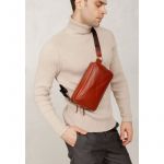 Кожаная поясная сумка Dropbag Maxi светло-коричневая, фото 1