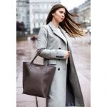 Кожаная женская сумка шоппер D.D. темно-бежевая, фото 1