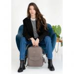 Кожаный городской женский рюкзак на молнии Cooper темно-бежевый, фото 1