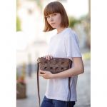 Кожаная плетеная женская сумка Пазл S темно-коричневый Crazy Horse, фото 1