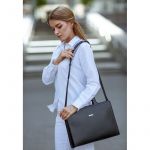 Кожаная сумка для ноутбука и документов черная Краст, фото 1