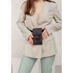 Вертикальная женская кожаная сумка Mini черная поясная/кроссбоди, фото 1