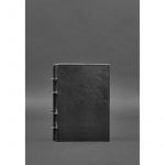 Кожаный блокнот на кольцах (софт-бук) 9.0 с твердой черной обложкой, фото 1