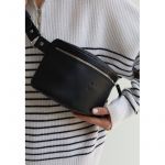 Кожаная поясная сумка черная, фото 1