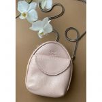 Кожаная женская мини-сумка Kroha пудровая, фото 1