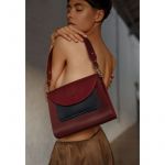 Женская кожаная сумка Liv бордово-синяя винтажная, фото 1