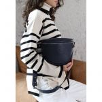 Кожаная сумка поясная-кроссбоди Vacation темно-синяя флотар, фото 1