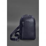 Кожаный мужской рюкзак (сумка-слинг) на одно плечо Chest Bag синий, фото 1