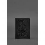 Кожаная обложка для паспорта с канадским гербом черная Crazy Horse, фото 1