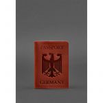 Кожаная обложка для паспорта с гербом Германии коралл Crazy Horse, фото 1