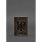 Кожаная обложка для паспорта с гербом Германии темно-коричневая Crazy Horse, фото 1