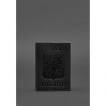 Кожаная обложка для паспорта с польским гербом черная Crazy Horse, фото 1