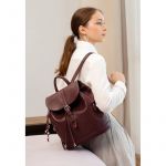 Кожаный женский рюкзак Олсен марсала, фото 1