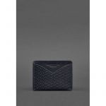 Кожаная визитница 5.0 темно-синяя Crazy Horse Карбон, фото 1