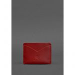 Женская кожаная визитница 5.0 красная Краст, фото 1