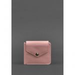 Кожаное портмоне 4.2 на кнопке розовое, фото 1