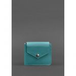 Кожаное портмоне 4.2 на кнопке бирюзовое, фото 1