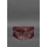 Кожаная женская сумка на пояс Spirit бордовая, фото 1