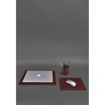 Набор для рабочего стола из натуральной кожи 1.0 бордовый Crazy Horse, фото 1