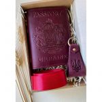 Подарочный набор кожаных аксессуаров с украинской символикой бордовый, фото 1