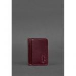 Кожаная обложка для ID-паспорта и водительских прав 4.1 бордовая Crazy Horse с гербом, фото 1