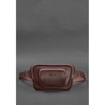 Кожаная поясная сумка-бананка Трапеция бордовая, фото 1