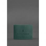 Универсальная кожаная обложка для удостоверения зеленая Crazy Horse, фото 1