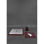 Набор для рабочего стола из натуральной кожи 1.0 бордовый краст, фото 1