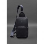 Кожаный мужской рюкзак (сумка-слинг) на одно плечо синий Saffiano, фото 1