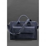 Кожаная сумка для ноутбука и документов Универсальная синяя Crazy Horse, фото 1