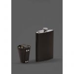 Набор с флягой и рюмками в кожаном чехле темно-коричневый, фото 1