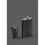 Набор с флягой и рюмками в кожаном чехле черный, фото 1