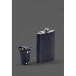 Набор с флягой и рюмками в кожаном чехле темно-синий, фото 1